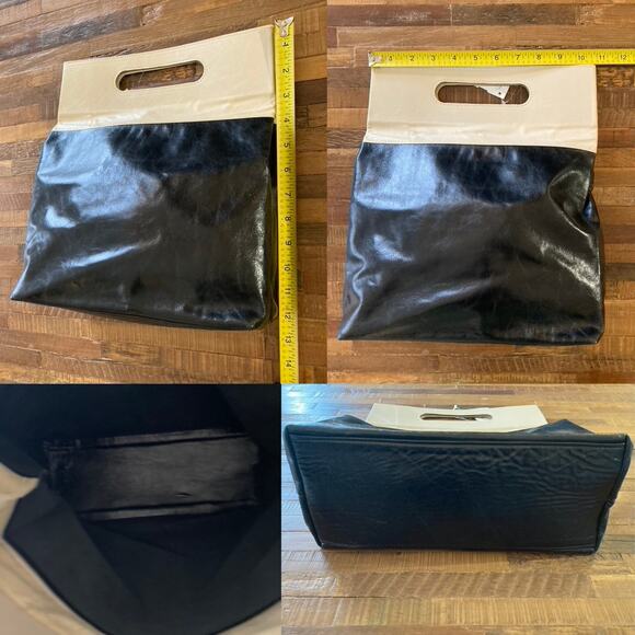 NWT Marie Turnor Emparte Large Shopper, Black with Cream Leather - Picture 5 of 6